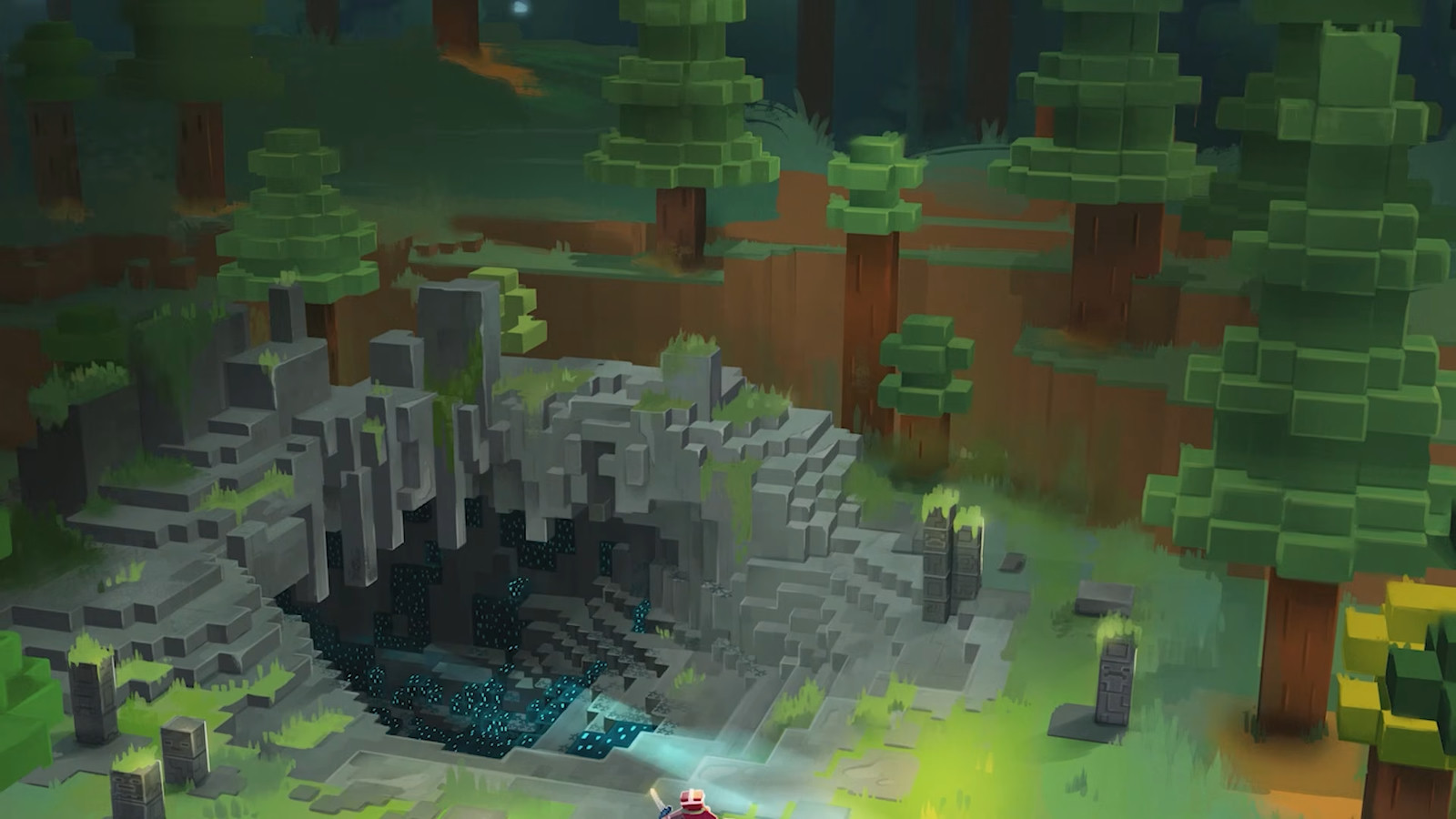 Minecraft Dungeons IIのコンセプトアート（森の洞窟入口）